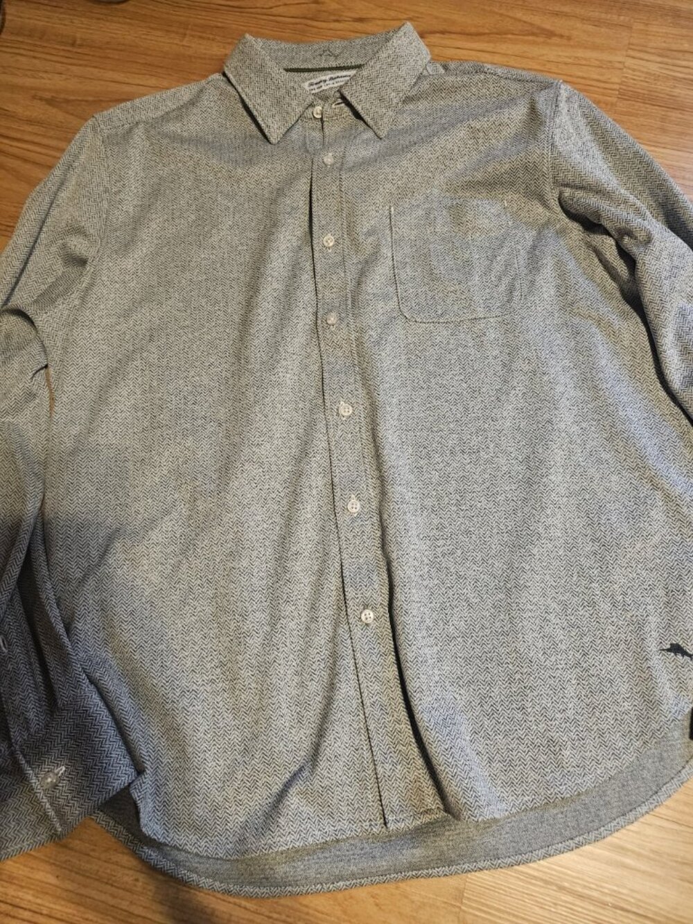 Tommy Bahama The San Lucio Stretch Button Up Shirt Gray Mens Size Large
